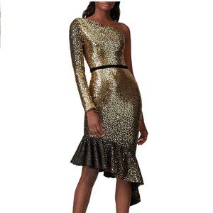 Marchesa Notte Gold Sequin Cocktail Dress size 4